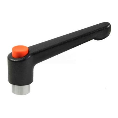 J.W. Winco Zinc Die-Cast Adjustable Lever with Push Button and Stainless Steel Components 3/8-16 Tapped 3.07"L 6TCR8K/C2